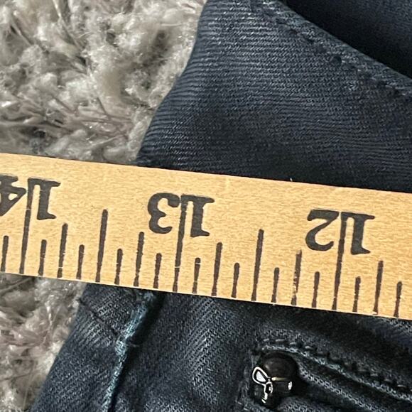 The Kooples Leather Effect‎ Waxed Black Denim Short Fit Jeans Size 25 - Picture 9 of 10